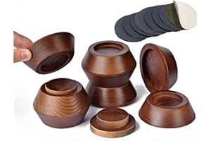 FASONLA Bed Risers, Furniture Risers (Set of 8) Lifts Height 1", 2", 3" or 4", Solid Natural Wood Risers, Non-Slip Recessed Hole to Heavy Bed/Furniture (Walnut Color)