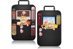 ASANMU Organisateur de Voiture Enfant, 2 PCS Imperméable Protecteur Arrière de Siège Voiture Enfants Kick Mats Protège Siège Bébé Organiseurs pour Voiture Support de iPad Transparent et Multi-Poches