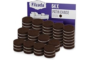 Filzada® 64x Patins en Feutre Auto-adhésifs - Ø 20 mm (Rond) - Brun - Patins en Feutre pour Meubles Professionnels avec Un Pouvoir adhésif idéal