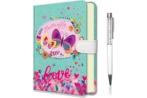 DWIYITTN Butterfly Notebook for Girls, Gifts for Teens Hardcover Girls Journal with Pen and Magnetic Buckle Closure 192 Pages 19x13.5cm Lined Undated Diary