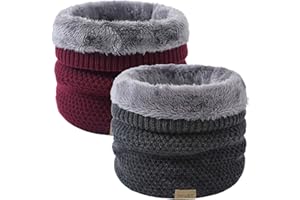 HYUET Cache-Cou Hiver Écharpe Circulaire Tricotée Tour de Cou Col Épaisse Cache Cou Doublée de Tube Écharpe en Polaire Thermique Doux Hommes Femmes Hiver pour le Ski Moto Vélo