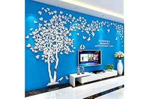 GUANGMU Stickers Muraux Arbre - Stickers 3D DIY Mural Autocollants Arts Décoration de la Maison pour le Salon Chambre Cadeau de Noel Garderie Sticker (Argent Gauche,M-250 * 130cm)