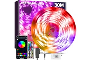 BATHEBRIGHT 30M Led Strip Lights Music Sync RGB Bluetooth Color Changing Flexible LED Light Strips,with Smart App Control Remote, Led Lights for Bedroom Room Lighting Flexible Home Decoration