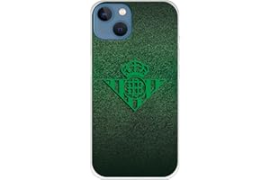 LA CASA DE LAS CARCASAS Funda para iPhone 13 del Real Betis Balompié Escudo Verde Fondo Trama para Proteger tu móvil. Carcasa de Silicona Flexible con Licencia Oficial de Licencia Oficial Real Betis Balompié