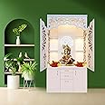 Alpine Willow Big Puja Mandir for Home with Doors I Large Pooja mandir with Door I Temple for Home I Wooden Temple Big Size mandir I Devghar I Pooja Unit I Pooja ghar (Frosty White, 3 X 6 FT)