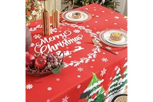 IEVERY Christmas Table Cloth Rectangular Tablecloth - Polyester, Wipe Clean, Water Resistant - Festive Table Cover for Home Dining, Parties, and More 150x220cm(60x86in)