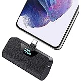 QTshine Mini Power Bank 5200mAh, Ultra-Compatto USB C Caricatore Portatile, 15W PD Ricarica Rapida Batteria Esterna con LED D