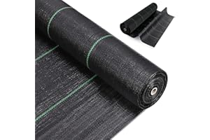 OUNUO 2mx50m Unkrautvlies Gartenvlies gegen Unkraut, Reißfestes Unkrautfolie Wasserdurchlässig Unkrautgewebe 90g/m², Rolle Bändchengewebe Hohe UV-Stabilisierung