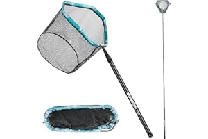 ‎THKFISH THKFISH 210-400CM Gummierter Kescher, Setzkescher, Carbonfaser Fishing Kescher mit Langem Griff, Teleskop Angelkescher, Aluminiumrahmen Kescher Angeln Gummiert, Fischkescher, Unterfangkescher