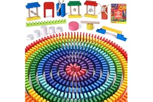 ATOYLINK 1000 Pièces Jeu de Domino en Bois Montessori Blocs de Construction Jeux de Course Jouet Classique Jouet à Empiler Jeux de Tuiles Jeu D'exploration Jouets Éducatifs Cadeau pour Enfant Filles Garçons