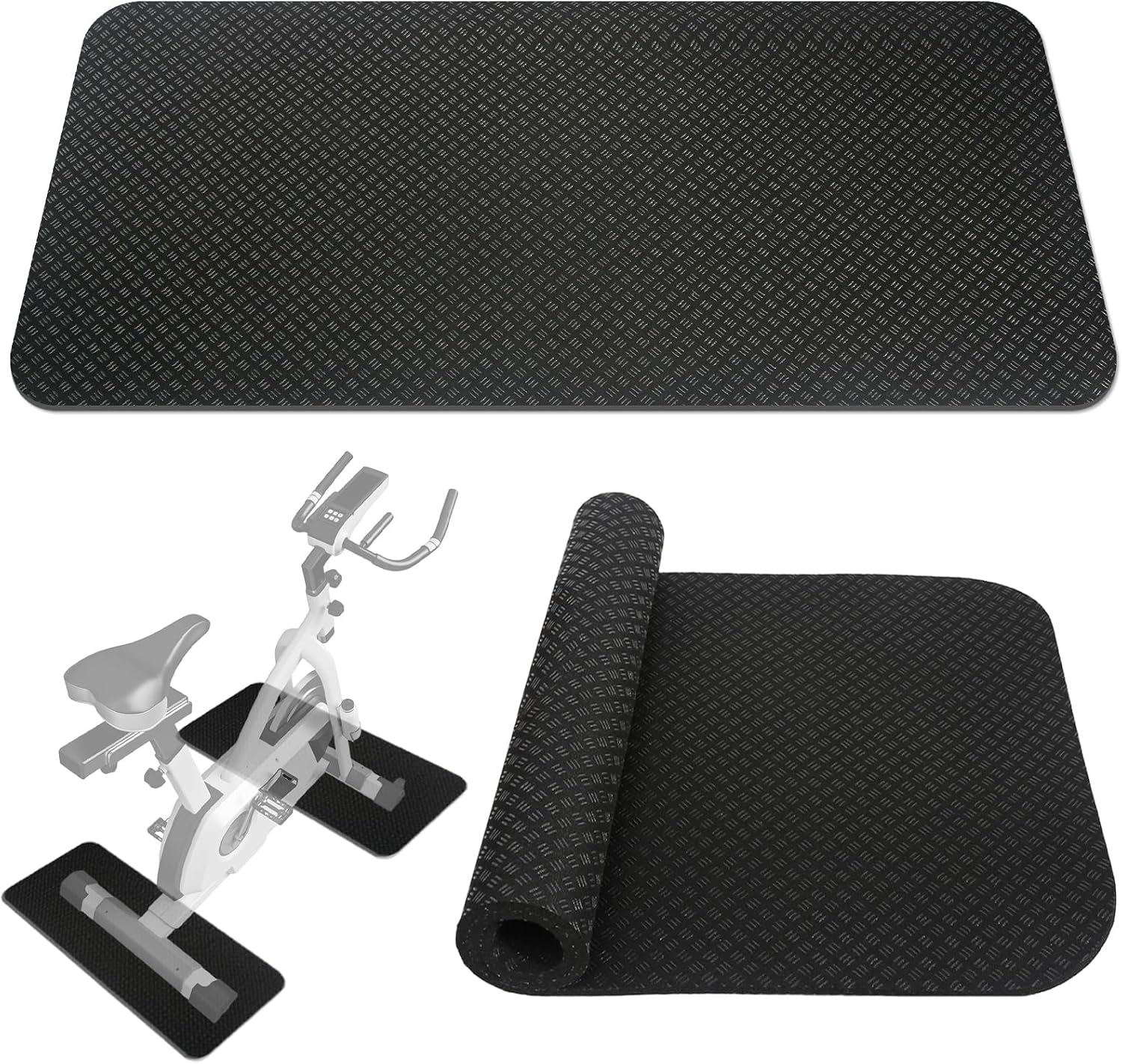 Esterilla protectora para el suelo, dispositivo de fitness, 2 unidades, de silicona de doble cara, antideslizante, resistente a los golpes, alfombrilla para aparatos de fitness, cinta de correr