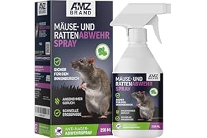 AMZ BRAND Premium Mäuseabwehrspray - Anti-Ratten-Pfefferminzöl-Spray für den Innenbereich - 250 ml - Natürlicher Minzextrakt mit angenehmem Duft - Ungiftig