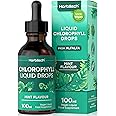Liquid Chlorophyll Drops for Water Extracted from Alfalfa | 100ml - 3+ Months Supply | Mint Flavour | Vegan Liquid Food Supplement | 100 Servings | by Horbaach