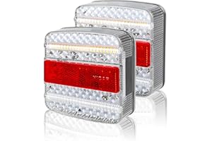 Qiping 2 PCS LED Trailer Lights,12/24V Tail Light Illumination with Position Light, Dynamic Indicator Light, Brake Light, License Plate Light, with E Test, Suitable for Vehicles, Sedans, RVs, Caravans