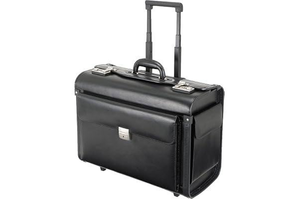 Alassio 92301 – Pilotväska SILVANA, tillverkad av läderimitation, ca 48 x 39,5 x 23 cm, svart, svart, 48 mm, pilotväska