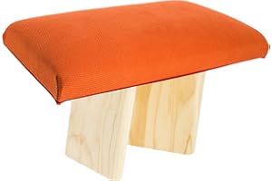 Tierra Zen Banqueta Meditación, Madera, Naranja Teja, Altura 23,5 cm