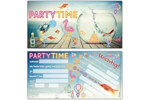 ‎BREITENWERK 12er Set GOLDFISCHE EINLADUNG - edle & witzige Einladungskarten zum Kinder-Geburtstag oder Party für Jungen Mädchen & Erwachsene von BREITENWERK