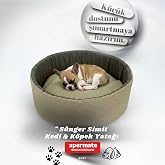 Xpermate Kedi ve K&ouml;pek Yatağı K&uuml;&ccedil;&uuml;k Irk K&ouml;pek Yuvası S&uuml;nger Simit (Bej Antrasit, 45 cm)