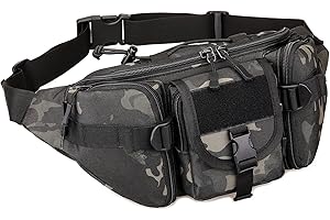 Huntvp Bolsa de Riñonera Mochila de Bandolera 2 Vías de Llevar Estilo Militar Táctical Bolsa de Múltiple Función Impermeable para Aire Libre Correr Senderismo Ciclismo Camping
