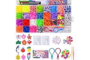ELEKIN 2500pcs Elastici per Braccialetti, Bracciale Elastici Colorati Bands Kit, fai da te Bambina di Gomma Bracciale Lavorare a Maglia Fare Braccialetti Perline Giocattolo