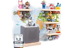 ‎BUNNYBOO bunnyboo Toniebox Regal - für Toniebox und Figuren - ausreichend Platz für bis zu 32 Tonie Hörfiguren - Weltkarte - geprüfte Qualität - Für Junge und Mädchen