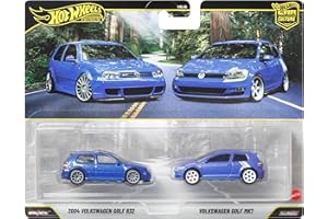 Hot Wheels Premium Car Culture 2er-Pack Fahrzeuge im Maßstab 1:64, Einzigartige Zusammenstellungen, Real-Riders-Reifen, Metall-/Metall-Karosserie, Spielzeug für Sammler, JHW49