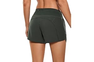 CRZ YOGA Femme Shorts de Running Pantalon de Sport Court avec Poche à Zippé - 10cm