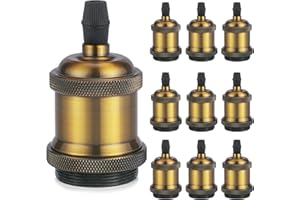 DiCUNO Vintage E27 douille de lampe, Edison retro suspension lampe, Solide céramique adaptateur, 10 Pièces laiton vintage socket