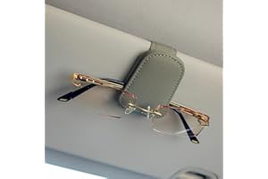 Sewokon 2 Pcs Sunglasses Holder for Car, Car Sunglasses Holder, Car Sunglasses Holder Clip, Magnetic Leather Sunglass Holder, Car Glasses Holder, Suitable for Different Size Eyeglasses (Beige)