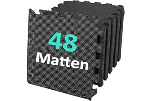 ‎BEAUTYOVO Bodenschutzmatte Fitness Set [31x31cm], 24/36/48 Puzzlematte, EVA Sportmatte Fitnessmatte Rutschfest, Bodenmatte für Fitnessraum&Fitnessgerät, Fallschutzmatten Outdoor&Pool Unterlegmatte