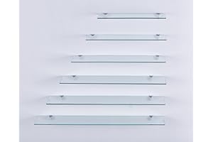 ‎EURO TISCHE Euro Tische 60cm Glas Wandregal Klarglas, Glas Regal für Badezimmer, Klarglas Duschregal mit 6mm ESG Sicherheitsglas and Metallhaltern Montiert, Verschiedene Größen