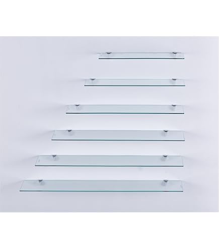 Euro Tische Glazen Wandplank met Zwart Glas, Glazen Plank voor Badkamers, Heldere Doucheplank met 6mm ESG Veiligheidsglas en Metalen Beugels, Verschillende Maten (80 cm