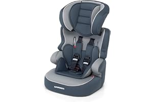 Foppapedretti Seggiolino Auto Babyroad, Gruppo 1-2-3 (9-36 Kg), per bambini da 9 mesi a 12 anni, conforme ECE R44, Fissaggio a 5 punti, Sedile Anatomico, Imbottitura Sfoderabile e Lavabile, Grigio