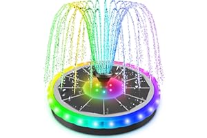 SZMP Solar Fountain 30 Color LED Lights, Upgrade 4W Solar Bird Bath Fountain with 4000mAh Battery, Outdoor Solar Powered Water Fountain Pump with 7 Nozzles and 4 Fixers for Garden, Patio, Pool