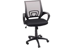 Homely - Silla oficina, estudio, escritorio PRACTIK, base giratoria con ruedas, regulable en altura, sistema SINCRO de inclinación, tapizado tejido 3D negro, 58x55x87-97 cm, respaldo color GRIS OSCURO