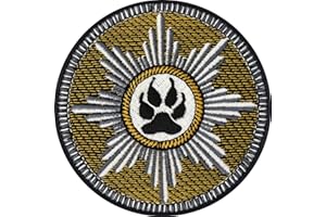 EXPRESS-STICKEREI Sheriff Star Patches Dog Patch | Dog Patch Iron-on for All Fabrics & Leather | Sheriff Star and paw Sticker for Clothing and Leather | Dog breeding Badge Service Dog Accessory | 75x75 mm