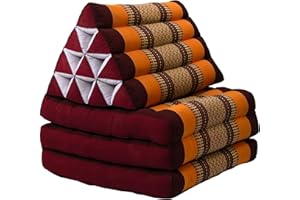 Fine Asianliving Cuscino Materasso Thailandese Triangolare 50x175x8cm Kapok Rosso Arancione Cuscino Thailandese Materasso Triangolare Kapok Thai Meditazione da Yoga