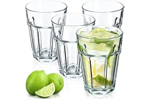 KADAX Lot de 4 verres à long drink en verre neutre/calcium lavables au lave-vaisselle, 365 ml, empilables, à cocktail, à eau, à café, à thé