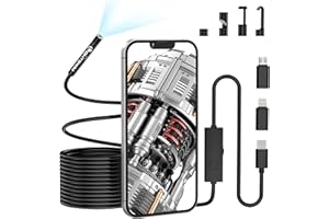 Telecamera per ispezione serpenti endoscopio da 5,5 mm 1920P, periscopio Lightswim tipo C, telecamera con 8 luci LED per smartphone Android e iOS, iPhone, iPad, Samsung (16,5 piedi/5 m)
