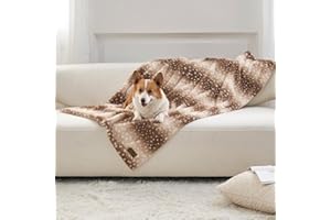 COZY KISS Wodoodporny Koc Dla Psa, Miękki Koc Z Sztucznego Futra Do Ochrony Sofy, Łóżka Lub Fotela, Prany Koc Dla Dużych Psów I Kotów, Dwustronny, Brązowy Jeleń, 75x100cm