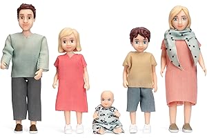 Lundby Puppen für Puppenhaus-Familie – Puppenfamilie Charlie – Biegepuppen – Zubehör & Figuren – Maßstab 1:18