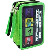 CyP Brands- Atletico de Madrid, Pencil Case, 3 Tier Pencil Case, School Supplies, Colour Blue, Official Product, Black/White