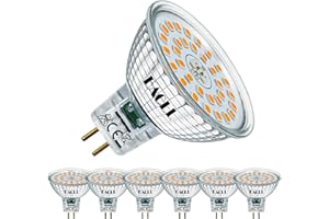 ‎EACLL EACLL GU5.3 MR16 LED Birnen 6.5W Ersetzt 50W Halogen Leuchtmittel, Warmweiss 2700K 585lm, Flimmerfrei AC/DC 12V Strahler, Nicht Dimmbar Reflektorlampen, 120° Abstrahlwinkel Spot Ø50xL45mm, 6er-Pack