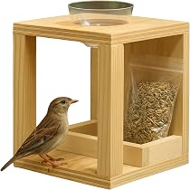 STAFECO Mangiatoia per uccelli da appendere, per piccoli uccelli, balcone, resistente alle intemperie, fatto a mano, per uccelli da giardino, balcone, ringhiera del balcone