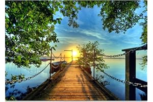 Runa Art Papier peint intissé 396 x 280 cm Pont sur le lac | Toison Décoration Murale Salon Chambre á Coucherr | Fabrication Allemande | Vert bleu 9035012c