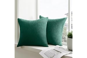 mosayt Federe Cuscini Divano 40x40 cm Copricuscini Verde Scuro in Velluto a Coste, Copri Cuscini La Primavera Decorativi Camera da Letto per La Casa, Federa Cuscino Morbido Quadrato 2 Pezzi