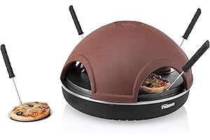 Tristar PZ-9154 Festa 4 Machines et Fours à Pizzas, boîtier/Corps, Matériau Couvercle: Plastique, Noir, Marron