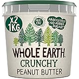 Whole Earth Crunchy Peanut Butter 2 x 1kg, Original Nut Spread Made with All Natural Ingredients, No Added Sugar, Gluten Free