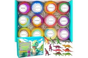 BEAOTINWIN 12 pack of bath bombs for kids with surprise toy inside, fun educational toy Dino Fizzy Balls w/Rich Bubbles, organic dinosaur bath bomb gift set, kids Bubble Bath Dino Egg for Kids 3 4 5 6 7 8 9 Year