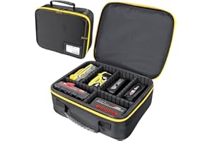 otuiaim 30 x 26 x 10 cm Tragbarer Werkzeug Hartschalenkoffer mit verstellbaren Trennwänden für Akkus & Ladegeräte, Werkzeugtaschen Werkzeugkoffer, Aufbewahrungstasche Wasserdicht Stoßfest - M